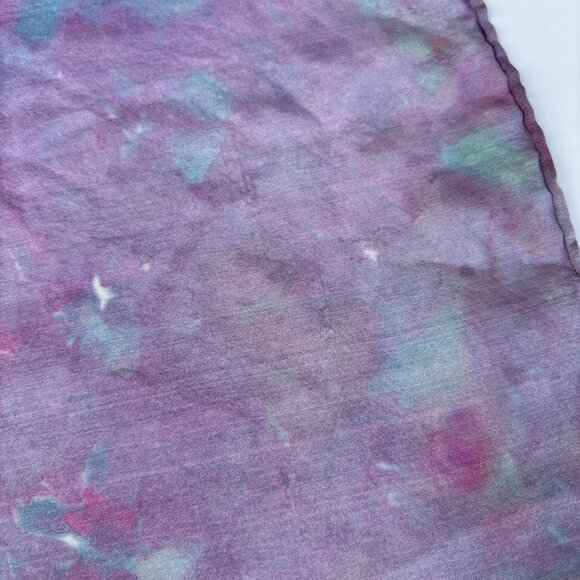 Hand Dyed Silk Scarf Purple Womens Small Batch Ice Dye Boho - Picture 5 of 8